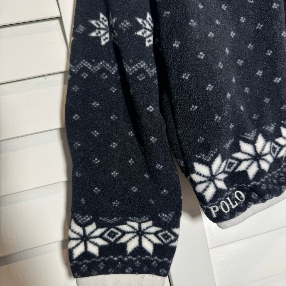 Polo Ralph Lauren Kids Black & White Fair Isle Patterned Fleece Pullover Size 5 - Picture 3 of 10